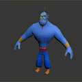Blue Muscular 3D Game And Movie Character With Red Belt Yellow Cuffs And Orange Shoes
