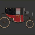 Classic Red And Black Antique Carriage With Wooden Wheels And Golden Emblem