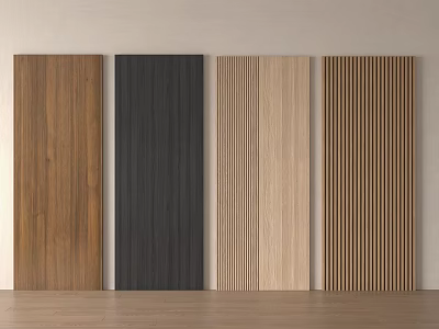Variety of Wall Paneling with Wood Grain Dark Gray Light Wood and Vertical Slats Designs 3d model