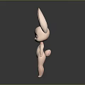 Pink Cartoon Rabbit 3D Model With Big Ears Purple Eyes And Standing Pose