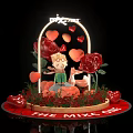The Mix One Themed Decorative Display With Boy Roses And Heart Shaped Elements 3d model