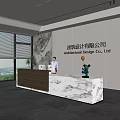 Modern company front desk background wall reception area bar desk reception desk hall simple lobby 3d model