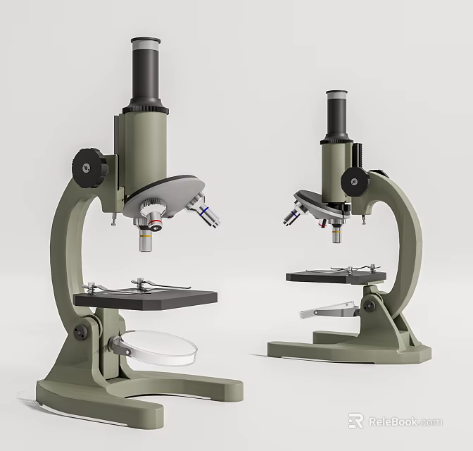 Medical Equipment Two Microscopes with Precision Lenses and Stable Base for Laboratory Use 3d model 
