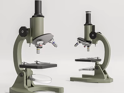 Medical Equipment Two Microscopes with Precision Lenses and Stable Base for Laboratory Use 3d model