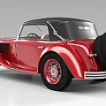 Classic Red Convertible Car With Vintage Design And Black Soft Top