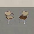 Modern Minimalist Dining Chairs With Metal Frame Woven Backrest And Leather Seat