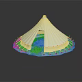 White Open Dome Shaped Tent With Crown Top And Supportive Base Structure 3d model