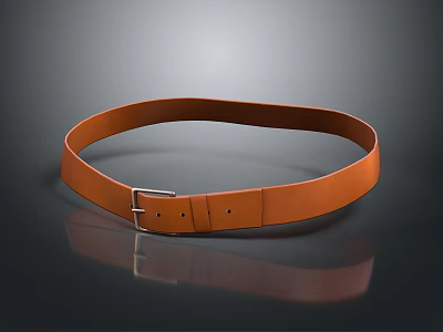 High Quality Brown Leather Belt With Metal Buckle And Classic Style Design 3d model