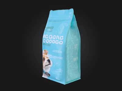 Blue Dog Food Bag with Puppy Image and WOOF WOOF Print 3d model
