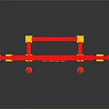 Chinese New Year Red Archway Decoration With Golden Dragon Patterns And Lanterns