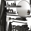 Essential Bathroom Accessories Collection With Towels Bathrobes Toiletries Shelves Mirror And Holder