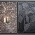 Modern Abstract Wall Art With Textured Brown Gold Circular Patterns And Black White Geometric Lines