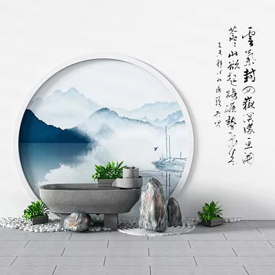 New Chinese landscape sketch rockery pool 3d model