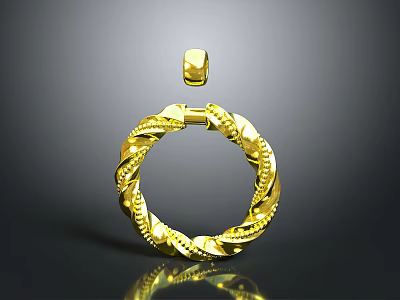 Luxurious Gold Ring and Pendant With Intricate Twisted Design Shiny Finish 3d model