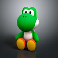 Green Cartoon Dinosaur Character Sitting With Yellow And Red Feet Plush Toy Model