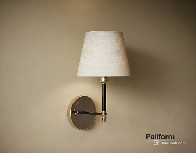 Elegant Modern Wall Lamp Design With Fabric Shade And Metal Bracket Poliform 3d model 