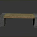 Sturdy Modern Wooden Bench Featuring Concrete Block Supports And Solid Seat