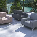 Modern Outdoor Single Sofa in Light Pink Dark Gray Light Gray with Lake Mountain Setting