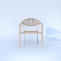 Light Colored Outdoor Chair With Woven Backrest And Armrests Simple Modern Design Wooden Legs