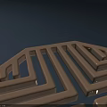 Octagonal Wall Decor With Geometric Hollow Lines And Metallic Golden Design