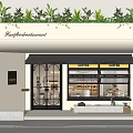 Modern Café Storefront With Hanging Green Plants Glass Windows Coffee Counter And Warm Lighting