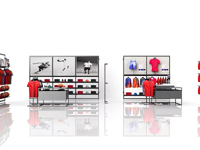 Shopping Mall Clothing Retail Store With Colorful Apparel Display Racks And Shelves 3d model