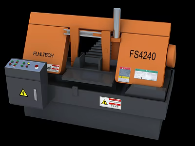 FLATECH FS4240 Industrial Equipment With Orange Gray Body Control Panel And Warning Labels 3d model