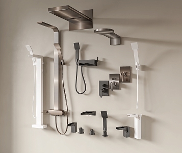 Modern shower head hidden shower towel rack faucet bathroom 3d model