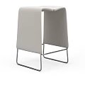 Modern Stylish Stool With Gray Upholstered Seat And Metal Frame Design