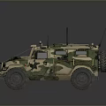 Camouflage Military Vehicle With Armored Body Multiple Antennas And Off Road Wheels