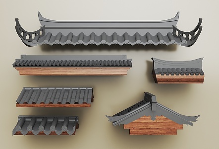 Chinese-style eaves Chinese-style eaves line Cornice ridge Chinese-style component Eaves tile ridge tile component 3d model