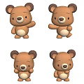Cute Brown Teddy Bear Dolls In Different Poses With Adorable Expressions