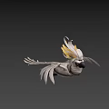 Game Animated White Parrot Character With Spread Wings And Yellow Head Feathers
