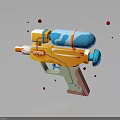 Colorful Toy Water Gun Design With Orange Blue White And Red Spots