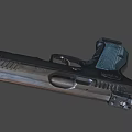 Modern Tactical Pistol With Blue Grip And Black Barrel Design Features Trigger Guard
