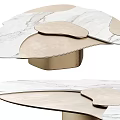Sleek Modern Coffee Table With Marble Tabletop And Brass Base In Irregular Shape 3d model