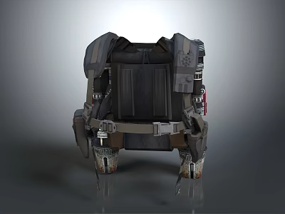 Functional Mechanical Techwear Backpack With Heavy Duty Straps And Metal Support Frame 3d model