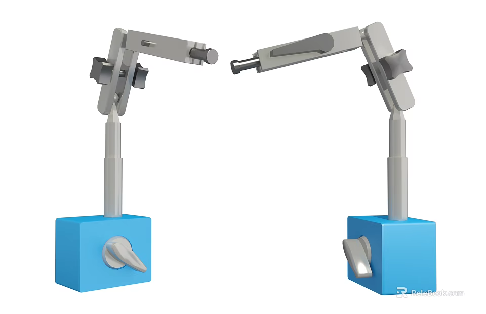 Industrial Robotic Arms with Articulated Joints and Blue Base for Precision Mechanical Operations 3d model 