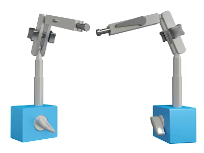 Industrial Robotic Arms with Articulated Joints and Blue Base for Precision Mechanical Operations 3d model