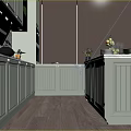 Stylish Sage Green Kitchen With Central Island Marble Backsplash Built In Cabinets And Premium Appliances