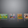 Colorful Miniature Room Models With Various Interior Furniture And Decorative Elements