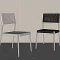 Modern Two Tone Dining Chairs With Perforated Backrest And Metal Legs 3d model