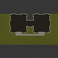 Twin Red Brick Architectural Model Buildings With Gray Walls Black Roof And Green Lawn