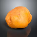 Single Ripe Orange Potato on Black Background with Shiny Reflection Surface 3d model