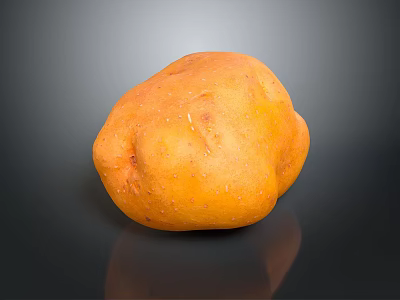 Single Ripe Orange Potato on Black Background with Shiny Reflection Surface 3d model