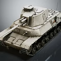 Classic Military Tank with Main Cannon Turret Heavy Armor and Metal Tracks