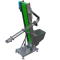 Heavy Duty Industrial Incline Conveyor With Green Belt Metal Frame And Feeding Hopper