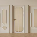 Modern Interior Doors With Unique Glass Panel Designs And White Frames 3d model