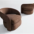 Brown Modern Single Sofa With Curved Arms Rounded Design And Comfortable Cushion 3d model