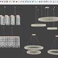 Modern Crystal Chandeliers With Various Circular And Rectangular Shapes For Interior Decor 3d model
